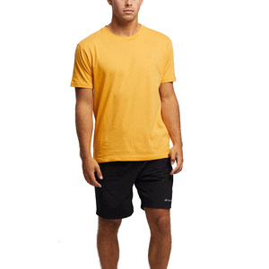 T-shirt en coton jaune pour homme, manches courtes, col rond, coupe classique, couleur unie, respirant, teint en fil, séchage rapide, écologique - Product Image 5
