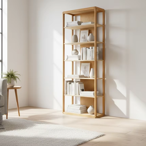 Estante de Madera Ecológico y Duradero Brisa, Hecho de Madera de Teca Natural Sólida, Estilo Escandinavo, Estante Abierto, Decoración del Hogar, Interior Comercial - Product Image 5