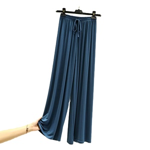 Pantalones de pierna recta de cintura alta para mujer, pantalones holgados informales transpirables, diseño drapeado fresco, cintura elástica, combina con todo, verano - Product Image 3