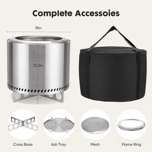 Tito del fuoco portatile per giardino esterno 304 tavolo in acciaio inossidabile Firepit falò senza fumo per il campeggio pozzi di legno per il fuoco - Product Image 2