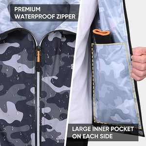 <b>Men</b>’s Packable Camouflage Windbreaker – Ultra-Lightweight Weather-Resistant Shell with Integrated Travel <b>Pouch</b> Softshell Jacket - Product Image 4