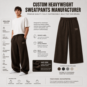Wholesale Premium Quality Men's <b>Brown</b> Fleece Sweatpants Elastic Waist Wide Leg Casual Pants With Custom Logo <b>Joggers</b> For Unisex - Product Image 6