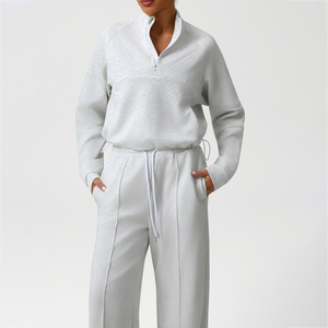 Ensemble deux pièces pour femmes, veste zippée ample et pantalon à jambes larges, pour le sport, le yoga et les activités physiques, idéal pour l'automne - Product Image 3