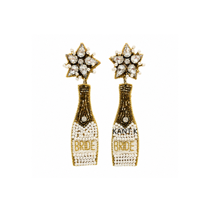 Pendientes llamativos de cuentas rosas con detalles de cristal y cuentas pequeñas, estilo champán nupcial, para novias y despedidas de soltera - Product Image 3