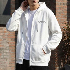 Sudadera con capucha de algodón 100% para hombre, estilo informal, manga larga, holgada, con patrón liso y anti-bolitas, ideal para otoño/primavera. - Product Image 3