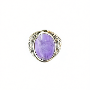 Vintage Style 5.1 Grams Amethyst <b>Crystal</b> <b>Ring</b> Gemstone Bezel Setting Inlay - Product Image 2