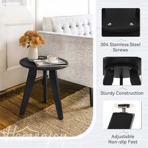 Table d'appoint extérieure moderne en bois noir résistant aux intempéries, petite table de patio, véranda, terrasse, support pour plantes, salle à manger, salon, cuisine, extérieur - Product Image 2