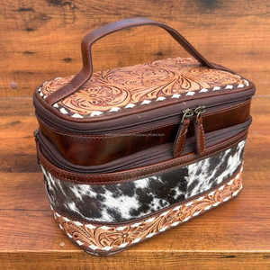 กระเป๋าเครื่องสำอางหนังฟอกมือสำหรับผู้หญิงเดินทางกระเป๋าเครื่องสำอางหนังวัวอเนกประสงค์กระเป๋าเครื่องสำอางแบบพกพา - Product Image 2