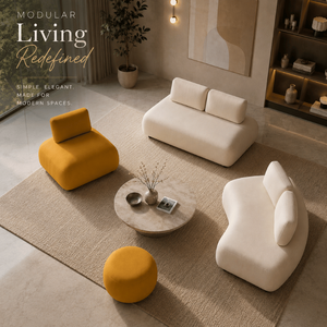 Juego de Sofás Modernos de Diseño para Sala de Estar con Sillones Auxiliares y Otomana, Tapicería de Tela Premium, Espuma HR de 40 de Densidad y Madera Sólida Americana - Product Image 4