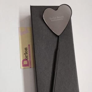 Espejo de pestañas de corazón negro, herramienta de injerto de acero inoxidable, espejo de extensión de pestañas con caja de Etiqueta Privada, espejos de inspección de pestañas - Product Image 1