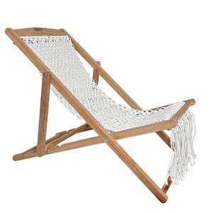 Silla de playa de madera de larga duración, cubierta de hamaca de macramé, madera de teca, duradera, plegable, ecológica, silla para exteriores, muebles de Indonesia - Product Image 6