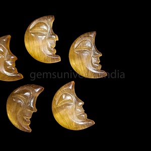 Piedras de luna de melocotón talladas a mano en forma de media luna, cristales brillantes de piedra de luna naranja, cuentas sueltas para la fabricación de colgantes y joyería al por mayor. - Product Image 2