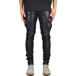 Pantalones de Cuero Vacuno Marrón de Alta Calidad para Hombre, Estilo Urbano, Colores Personalizados, Cintura Media, Corte Recto, Precio al por Mayor - Product Image 1