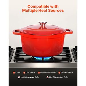 Pentola Olandese in Ghisa Smaltata da 6 Litri, Resistente, con Doppio Manico, Compatibile con Forno e Induzione, con Coperchio - Product Image 4