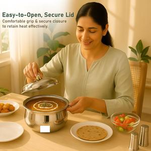 Cazuela para platos indios, ideal para invitados, diseñada para mesas festivas, que ayuda a los anfitriones a mantener los platos calientes y servirlos sin problemas. - Product Image 6