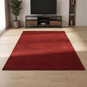 Tapis de luxe en laine rouge unie noué à la main avec motif floral classique pour salon et chambre à coucher - Product Image 4