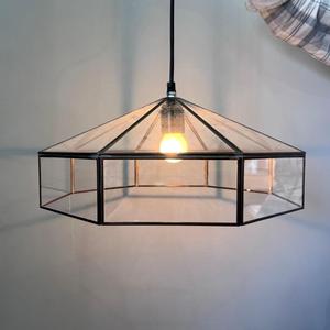 Modern Geometric Iron & Glass LED Pendant <b>Light</b> with Black Finish Contemporary <b>Indoor</b> Ceiling Hanging Lamp for Living Room - Product Image 4