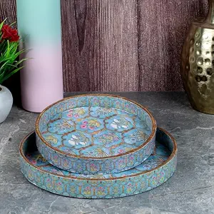 Offre Spéciale : Ensemble de Plateaux Meena de Très Bonne Qualité – Fourniture en Gros, Plateaux de Service en Résine Imperméables Peints à la Main et Lavables, Modèle FC-1521 - Product Image 4