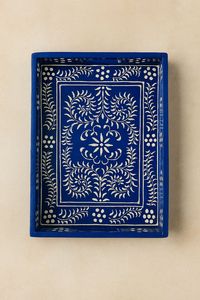 Blue <b>White</b> Striped Bone Inlay Modern Luxury Dishwasher Safe Handmade <b>Vanity</b> Organizer Decorative Display Tray for Kitchen Home - Product Image 5