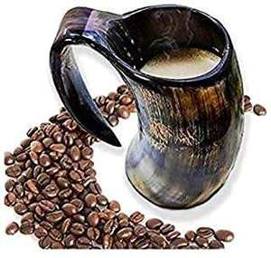 Verre à bière en corne de Viking authentique, fait main, avec base en bois, idéal pour la méad - Product Image 5