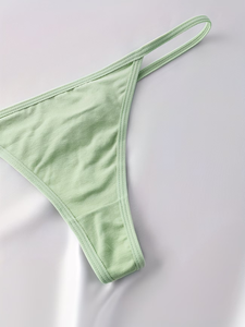 Women High-Waist Thong Panties Knitted Breathable Comfortable Traceless Yellow Green Light Purple Shorts - Product Image 5