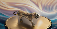 Figurine de tigre en laiton de style moderne Lucky Home and Kitchen Decor Showpiece Statue en métal pour pendaison de crémaillère et utilisation de la table Diwali