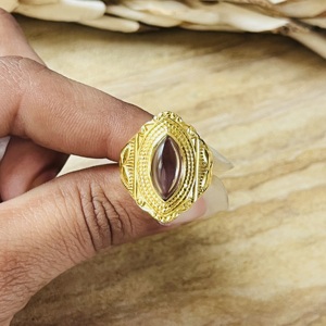 แหวนโบโฮลายชนเผ่าแบบวินเทจ ทำจากทองเหลืองชุบทอง 18k ประดับด้วยลูกปัดและพลอยอเมทิสต์ สำหรับผู้หญิง ขายส่ง - Product Image 4