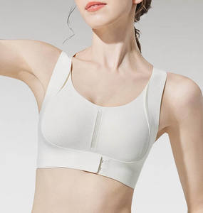 Sujetador deportivo transpirable de encaje simple con cierre cruzado frontal para mujer de talla grande, con hebilla lateral ajustable, sin aros, cómodo para yoga y deporte. - Product Image 4