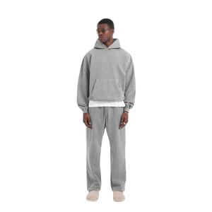 Custom Logo Men's Heavyweight Tracksuit Blank Oversized <b>Thick</b> 100% Cotton Hoodie and Pants Set Streetwear - Product Image 1