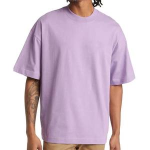 Camisetas de alta calidad personalizadas, estilo ringer morado liso para hombre, servicio OEM, camisetas de algodón de color sólido. - Product Image 1