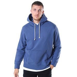 Sudadera con Capucha Azul Oversize de Forro Polar Grueso, Estilo Casual Urbano, Lisa, Personalizable con Logotipo - Product Image 3
