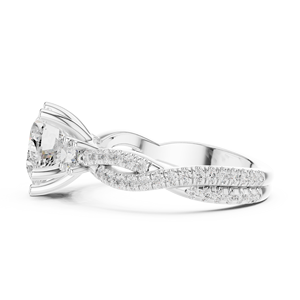 Bague de fiançailles de luxe en forme de cœur avec diamant, anneau de mariée à double sangle en or rose, or blanc, or jaune - Product Image 5