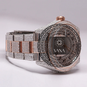 นาฬิกาข้อมือ VANA JEWELS หรูหรา ประดับเพชรโมอิสซาไนต์ ตัวเรือนสแตนเลสทรงกลม หน้าปัดอนาล็อก ควอตซ์ สำหรับผู้ชาย สไตล์ฮิปฮอป - Product Image 2
