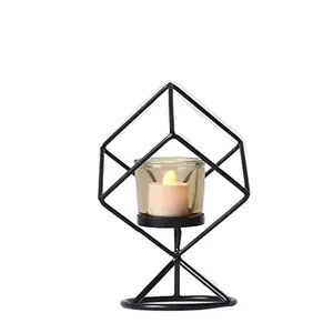 Candelabro votivo de Metal forjado negro, juego de candelabros de mesa para velas cónicas altas, decoración moderna para terraza, mesa de Navidad