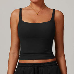 Débardeur noir à col carré pour femme, tricoté léger, idéal pour les vacances d'été, les promenades sur la plage et un style chic au quotidien - Product Image 1