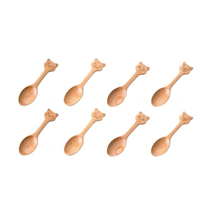 <b>Wooden</b> Spoons Set Of 6 Natural Finish Long Handle Durable Minimalist Design For <b>Dining</b> Serving And Tea Use - Product Image 3