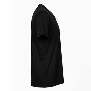 T-shirt noir à col en V pour homme, coupe classique, manches courtes, uni, personnalisable avec logo, streetwear de haute qualité, idéal pour l'été – Vente en gros - Product Image 4
