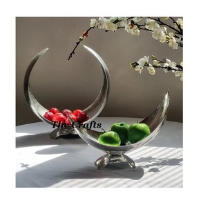 Juego de Tres Tazones para Servir en Forma de Hoja, de Acero Inoxidable Pulido de Alta Calidad, para Aperitivos, Alimentos y Frutas - Vajilla Ecológica - Product Image 4