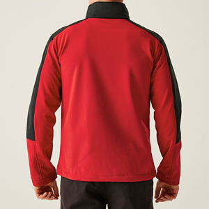 Men's Red Fleece Jacket With <b>Black</b> Accents Stand Collar Zipper Closure Windproof Casual Autumn Wear - Product Image 2