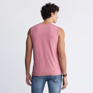 เสื้อกล้ามผู้ชายผ้าคอตตอนผสมสแปนเด็กซ์ถักแบบระบายอากาศได้ดี ออกแบบพอดีตัวสำหรับการออกกำลังกายหนัก แห้งเร็ว เป็นมิตรกับสิ่งแวดล้อม พร้อมบริการ OEM ODM - Product Image 4