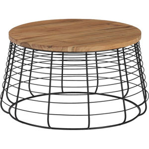 Durable Metal Based Coffee <b>Table</b> With Round Wooden Top Black & <b>Brown</b> Decorated Coffee <b>Table</b> Living Room Decor Furniture - Product Image 3