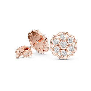 Boucles d'oreilles de fiançailles en or jaune 14 carats avec diamant rond cultivé en laboratoire pour femmes |   Nouveau diamant cultivé - Product Image 4