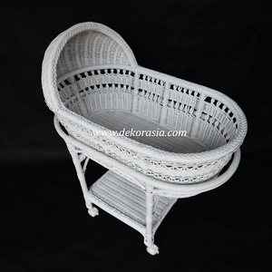 Cuna de Mimbre Hecha a Mano para Bebé, Cuna de Ratán Sostenible con Ruedas y Estante, Muebles Modernos de Estilo Boho para Recién Nacidos - Product Image 6