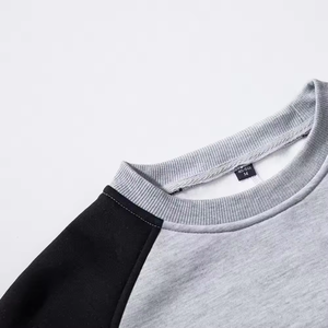 <b>Men's</b> Gray Black Raglan Sleeve Crew Neck Knitted <b>Pullover</b> Casual Autumn Style Sweatshirt Regular Fit Solid Color - Product Image 3