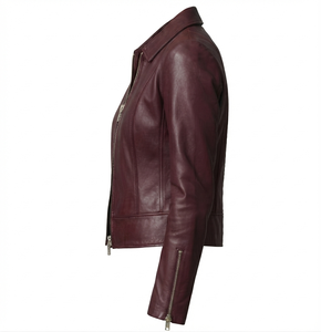 <b>Women</b> Genuine <b>Leather</b> <b>Moto</b> <b>Jacket</b> Zipper Biker Coat Long Sleeve Slim Crop Outerwear <b>Women</b> <b>Moto</b> <b>Jacket</b> Slim Fit <b>Leather</b> Biker - Product Image 5