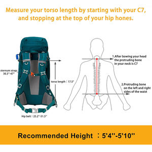 Professional 65L Hiking <b>Backpack</b> with Internal Frame and Water Resistant Ripstop Fabric for Multi-Day Trekking - Product Image 5