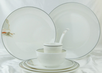 Ensembles de vaisselle de luxe modernes en mélamine avec soucoupe, bol, cuillère et assiette – Qualité alimentaire polie, non toxique, compatible lave-vaisselle