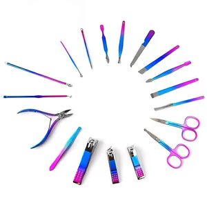 Wholesale 8-Piece German Stainless Steel Manicure Pedicure Kit <b>Nail</b> File Scissor Pusher Beauty Set PU Zipper <b>Case</b> Box Packaging - Product Image 2