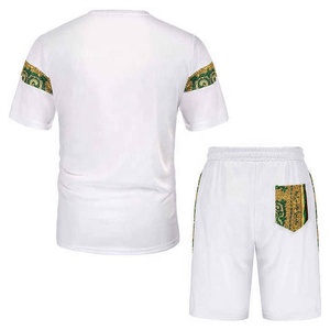 Ensemble t-shirt et short confortable pour hommes ensembles d'été personnalisés de haute qualité de couleur unie - Product Image 2
