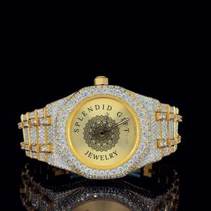 Splendide montre de luxe en diamant, boîtier en argent et moissanite, mouvement à quartz analogique ETA, 28 mm, verre saphir, papillon - Product Image 1